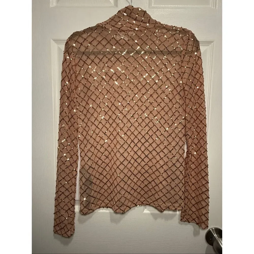 Pilcro Anthropologie turtleneck sequin top Small